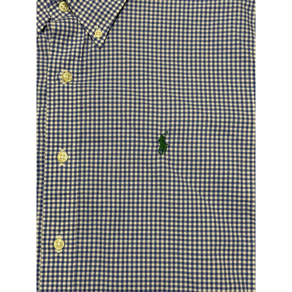 Ralph Lauren Mens Blue White Gingham Cotton Button Down Pony Logo Shirt NWT Sz L - Picture 3 of 9